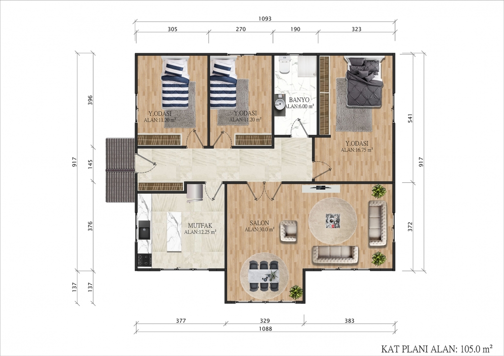105 M2 Tek Katlı Prefabri̇k Ev - Imagen 2