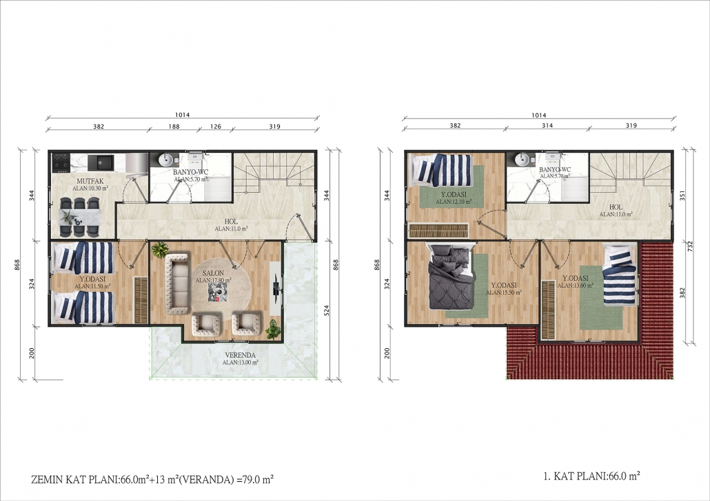 145 M2 Çi̇ft Katlı Prefabri̇k Ev - Imagen 2
