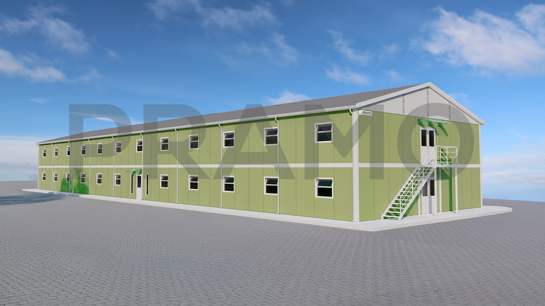 1154m²-Çift Katlı Prefabrik Subay Yatakhanesi